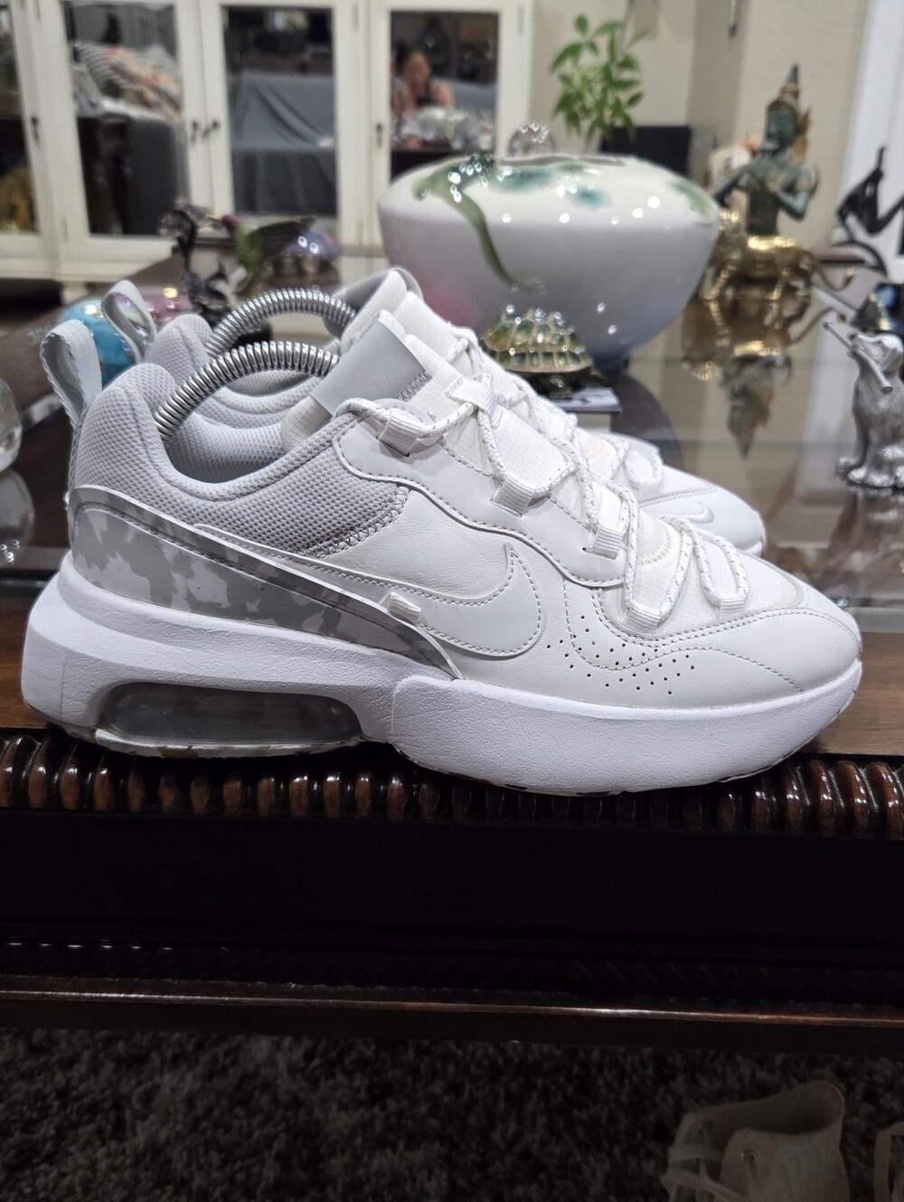 Nike Air Max Viva White Athletic Sneakers with Gray Camo Accent